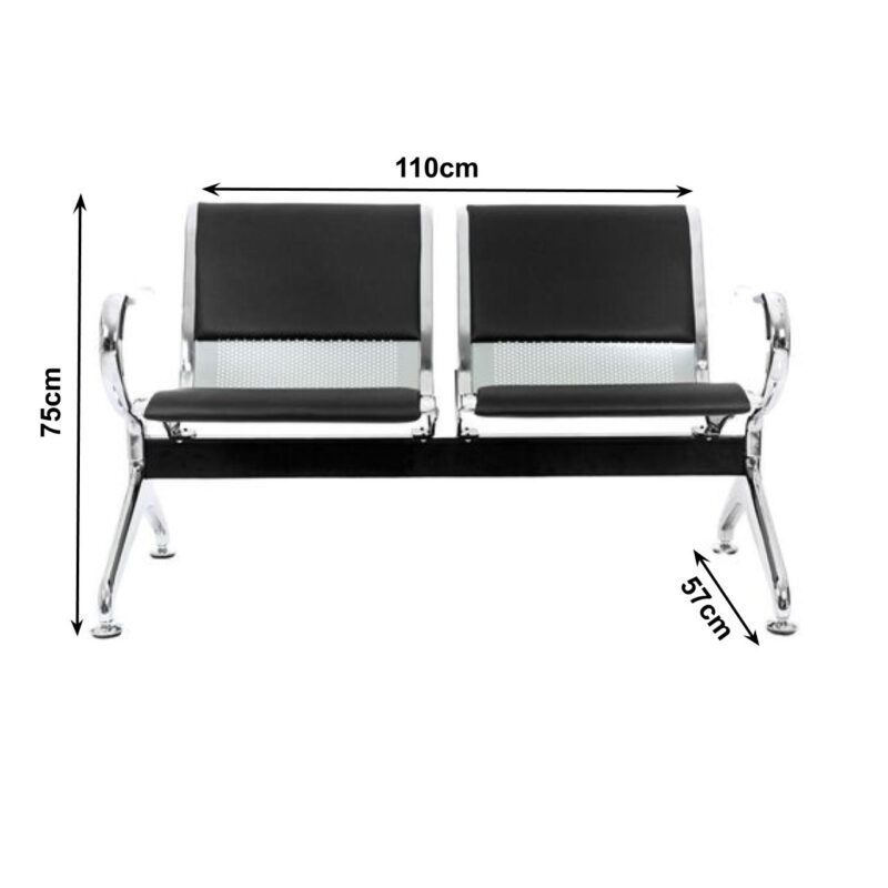 Longarina AEROPORTO ESTOFADA com 02 Lugares – Cor Cromada 33110 CADEIRAS RENOVA 5