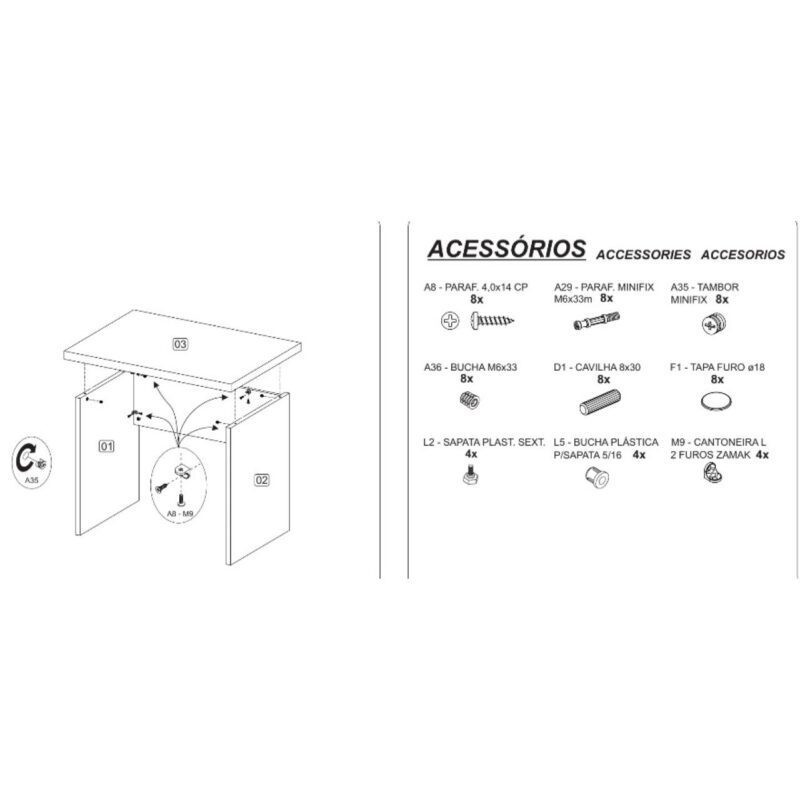 Mesa de Escritório 1,50×0,60m Sem Gavetas NOGAL SEVILHA/PRETO – 21472 CADEIRAS RENOVA 7