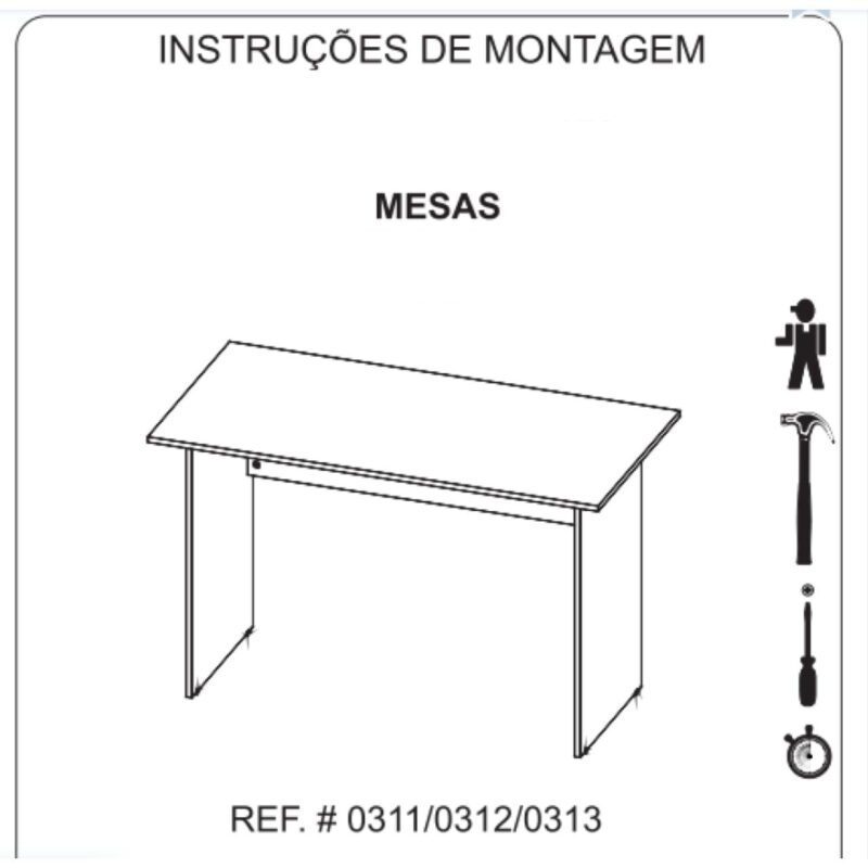 Mesa de Escritório 1,50×0,60m Sem Gavetas NOGAL SEVILHA/PRETO – 21472 CADEIRAS RENOVA 4