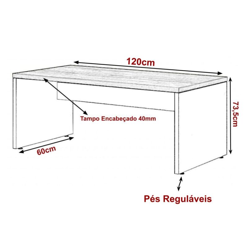 Mesa de Escritório 1,20×0,60m S/ Gaveta NOGAL SEVILHA 21469 CADEIRAS RENOVA 3