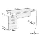 Mesa PEDESTAL RETA (03 Gav.) – 1,92X0,70m NOGAL SEVILHA/PRETO – 21405 CADEIRAS RENOVA 8