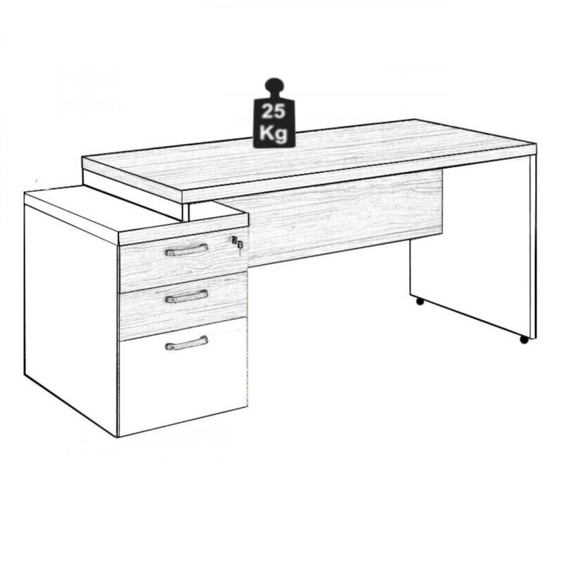 Mesa PEDESTAL RETA (03 Gav.) – 1,92X0,70m NOGAL SEVILHA/PRETO – 21405 CADEIRAS RENOVA 5