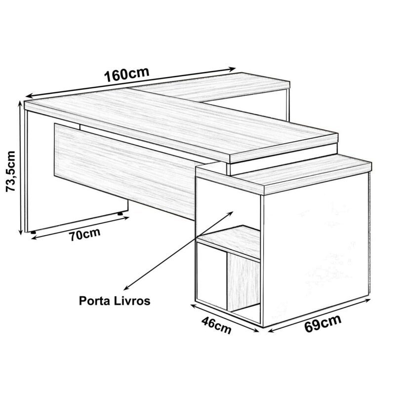 Mesa PEDESTAL com “L” – 1,92×1,60m NOGAL SEVILHA/PRETO – 21406 CADEIRAS RENOVA 3