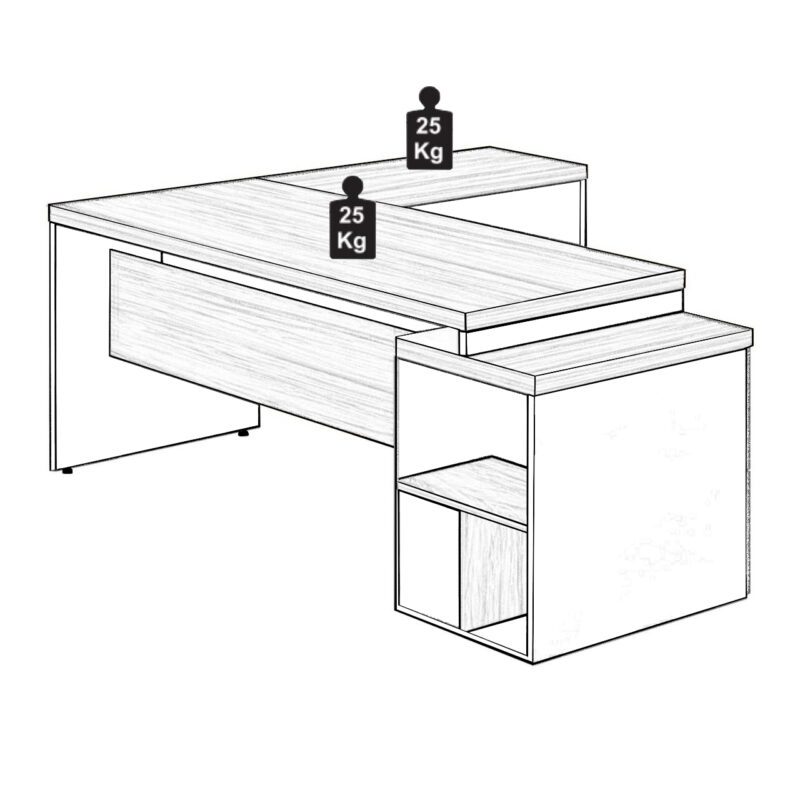 Mesa PEDESTAL com “L” – 1,92×1,60m NOGAL SEVILHA/PRETO – 21406 CADEIRAS RENOVA 4