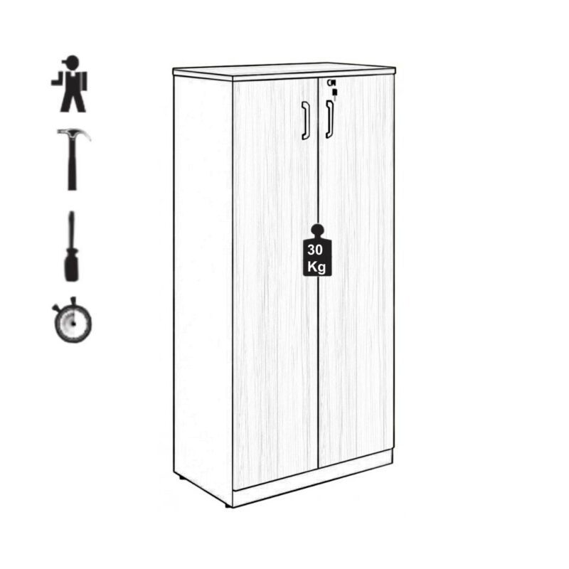 Armário Alto Fechado com 02 Portas – 1,61×0,80×0,45m NOGAL SEVILHA/PRETO – 21414 CADEIRAS RENOVA 4