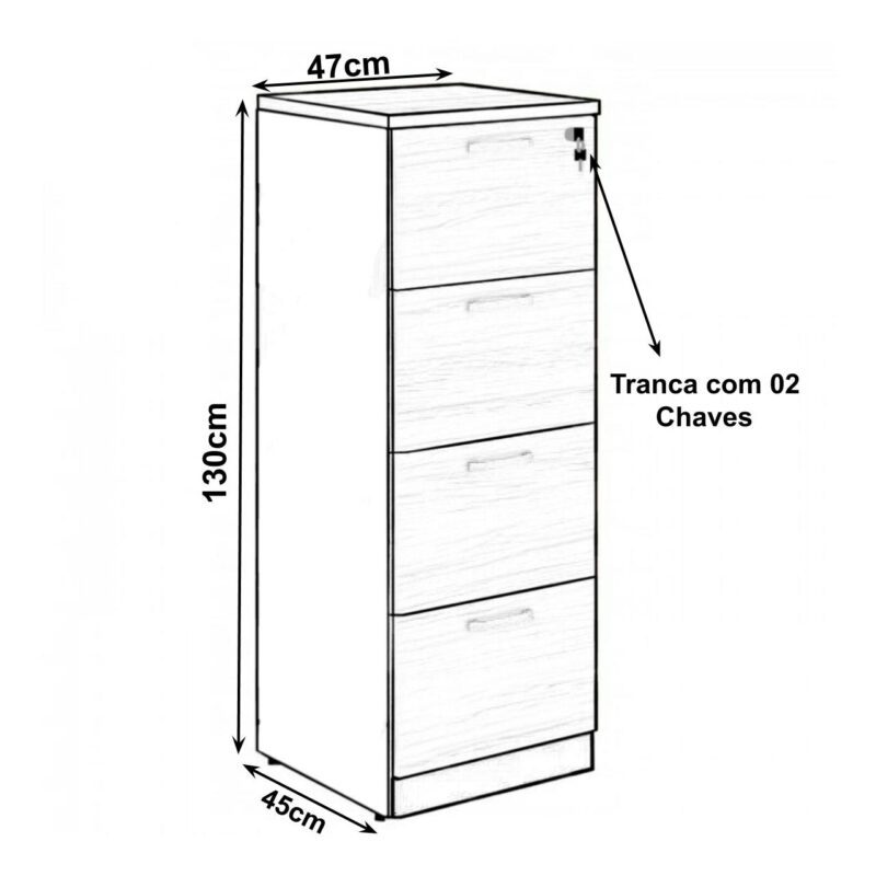 Arquivo 04 Gavetas Pasta Suspensa – 1,28×0,46×0,45m NOGAL SEVILHA/PRETO – 21410 CADEIRAS RENOVA 3