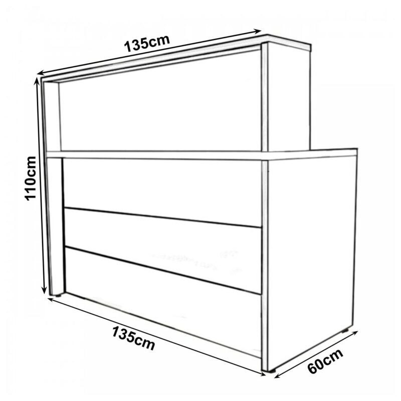 Balcão de Atendimento 1.35×1,13×0,60m – C/ 02 Gavetas NOGAL SEVILHA / PRETO – 63082 CADEIRAS RENOVA 3