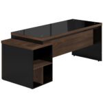 Mesa PEDESTAL RETA c/ VIDRO – 1,92X0,70m MARSALA / PRETO – 23500 CADEIRAS RENOVA 7