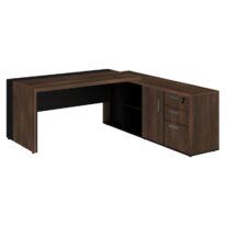 Mesa PRESIDENTE c/ Armário Pedestal – 1,82×1,80m MARSALA / PRETO – 23483 CADEIRAS RENOVA