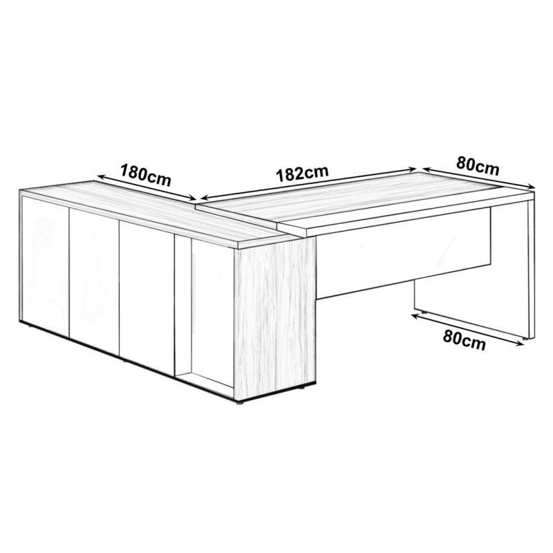 Mesa PRESIDENTE c/ Armário Pedestal – 1,82×1,80m MARSALA / PRETO – 23483 CADEIRAS RENOVA 4