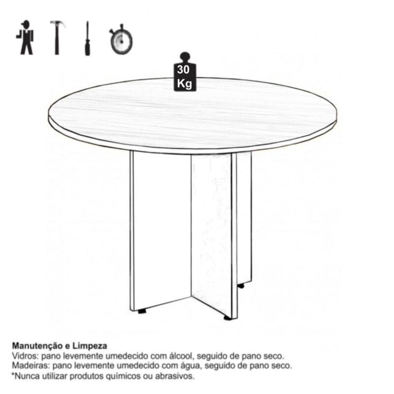 Mesa de Reunião Redonda -1,10×1,10×0,73m – MARSALA / PRETO – 51011 CADEIRAS RENOVA 3