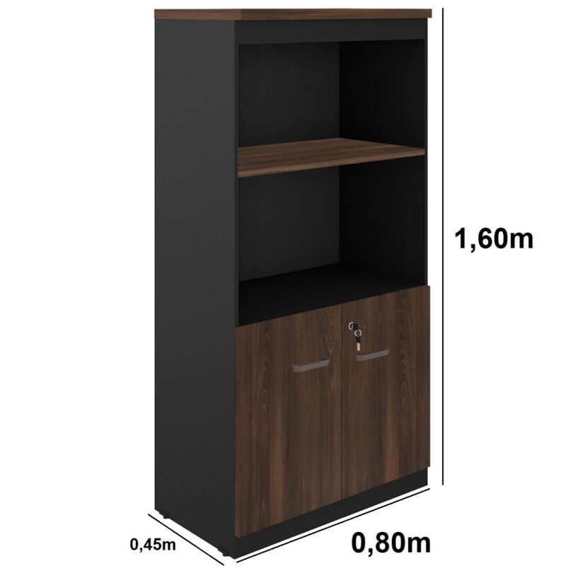 Armário Alto SEMI-ABERTO com 02 Portas – 1,60×0,80×0,45m MARSALA / PRETO – 51014 CADEIRAS RENOVA 4