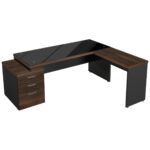 Mesa PEDESTAL VIDRO FUMÊ com MESA AUXILIAR – 1,92×1,60m MARSALA / PRETO – 23486 CADEIRAS RENOVA 9