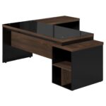 Mesa PEDESTAL VIDRO FUMÊ com MESA AUXILIAR – 1,92×1,60m MARSALA / PRETO – 23486 CADEIRAS RENOVA 8