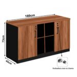 Armário Baixo GOLD Credenza ESPECIAL – 1,60×0,72×0,45m NOGALSEVILHA / PRETO – 23502 CADEIRAS RENOVA 6