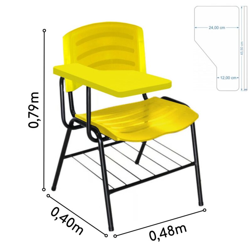 Cadeira Universitária Plástica com Prancheta PLÁSTICA – COR AMARELO 34025 CADEIRAS RENOVA 5