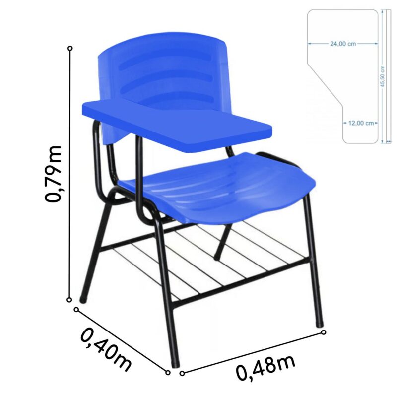 Cadeira Universitária Plástica Prancheta PLÁSTICA – COR AZUL 34023 CADEIRAS RENOVA 4