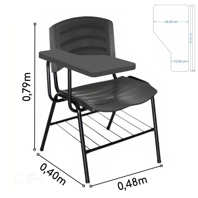 Cadeira Universitária Plástica Prancheta PLÁSTICA – COR PRETO 34020 CADEIRAS RENOVA 5