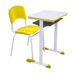 Kit Escolar Individual AMARELO – (Mesa e Cadeira) – ADULTO – MADEIRA – COR AMARELO – 40098 CADEIRAS RENOVA 6