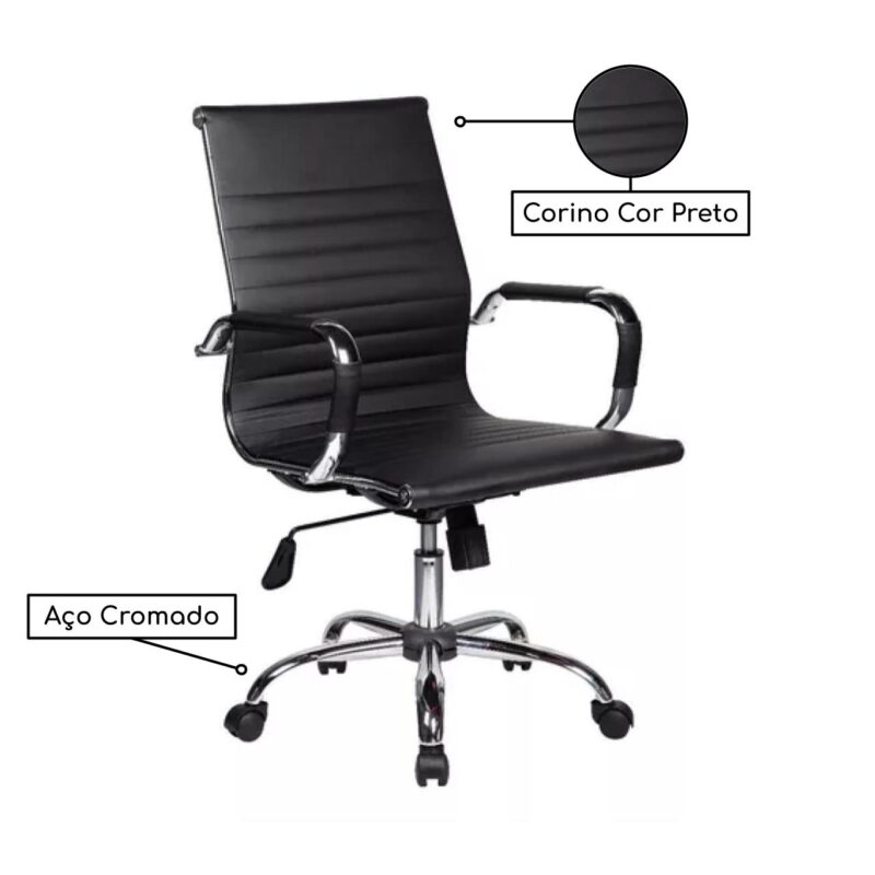 Cadeira DIRETOR Charles Eames Esteirinha – PRETO – PMD – 32887 CADEIRAS RENOVA 3