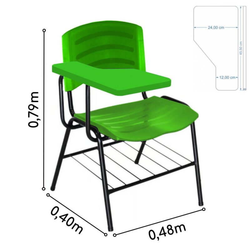 Cadeira Universitária Plástica com Prancheta PLÁSTICA – COR VERDE 34024 CADEIRAS RENOVA 5