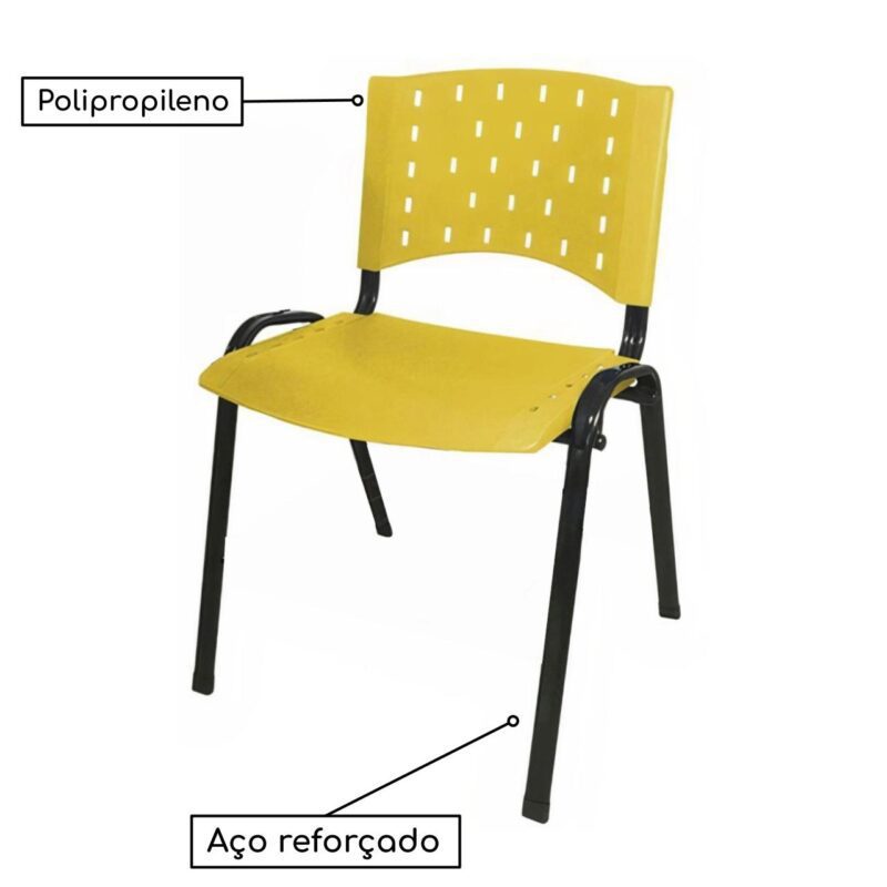 Cadeira Plástica 04 Pés – AMARELO – (Polipropileno) – 31204 CADEIRAS RENOVA 4