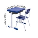 Kit Escolar Individual AZUL – (Mesa e Cadeira) – JUVENIL 06 a 09 Anos 40999 CADEIRAS RENOVA 10