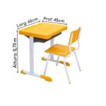 Kit Escolar Individual – (Mesa e Cadeira) – JUVENIL 06 a 09 Anos COR AMARELO – 41083 CADEIRAS RENOVA 10