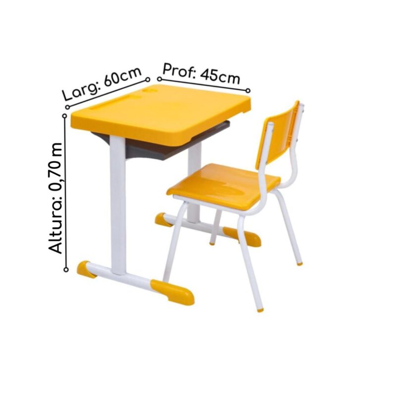 Kit Escolar Individual – (Mesa e Cadeira) – JUVENIL 06 a 09 Anos COR AMARELO – 41083 CADEIRAS RENOVA 5