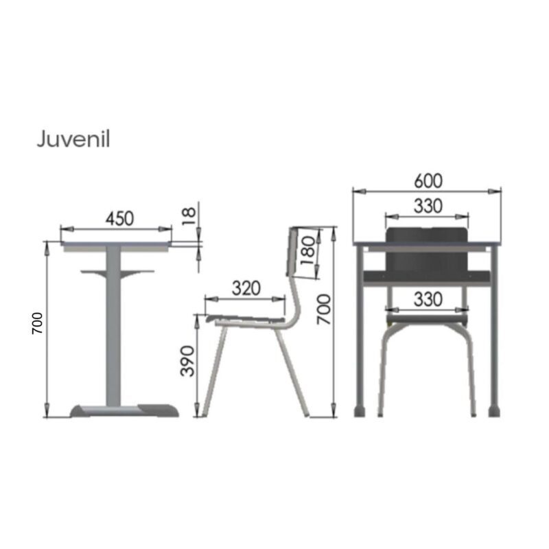 Kit Escolar Individual AMARELO – (Mesa e Cadeira) – JUVENIL – MDF – COR AMARELO – 40094 CADEIRAS RENOVA 5