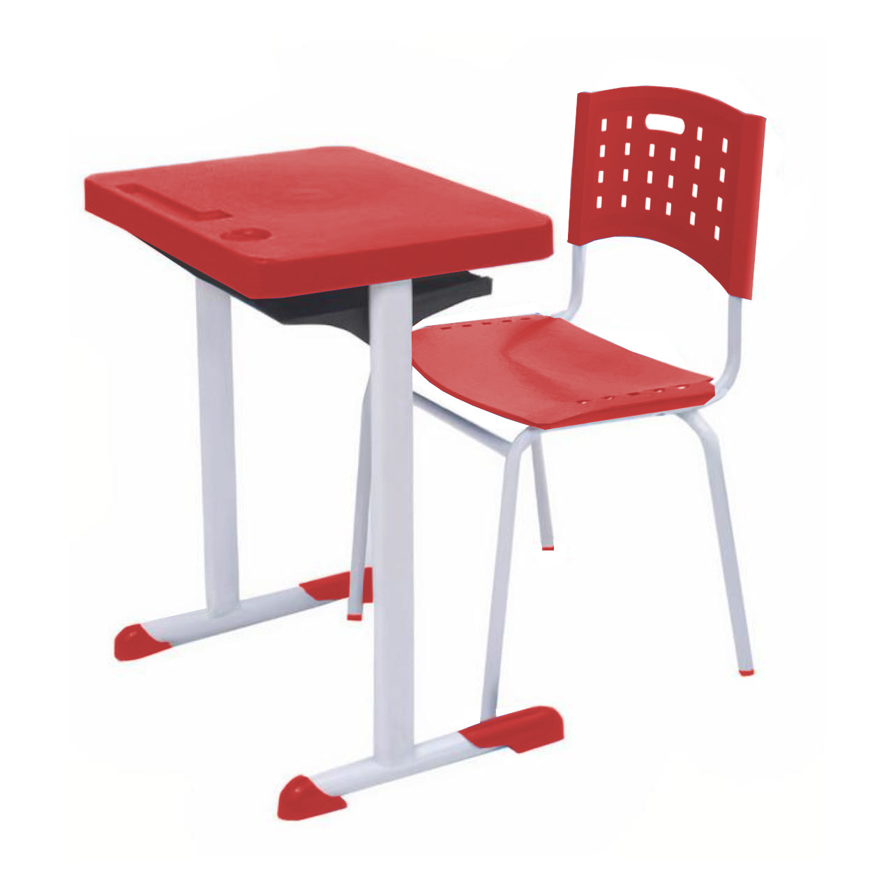 Kit Escolar Individual AZUL – (Mesa e Cadeira) – ADULTO – TAMPO PLÁSTICO – COR VERMELHO – REALPLAST – 54005 CADEIRAS RENOVA