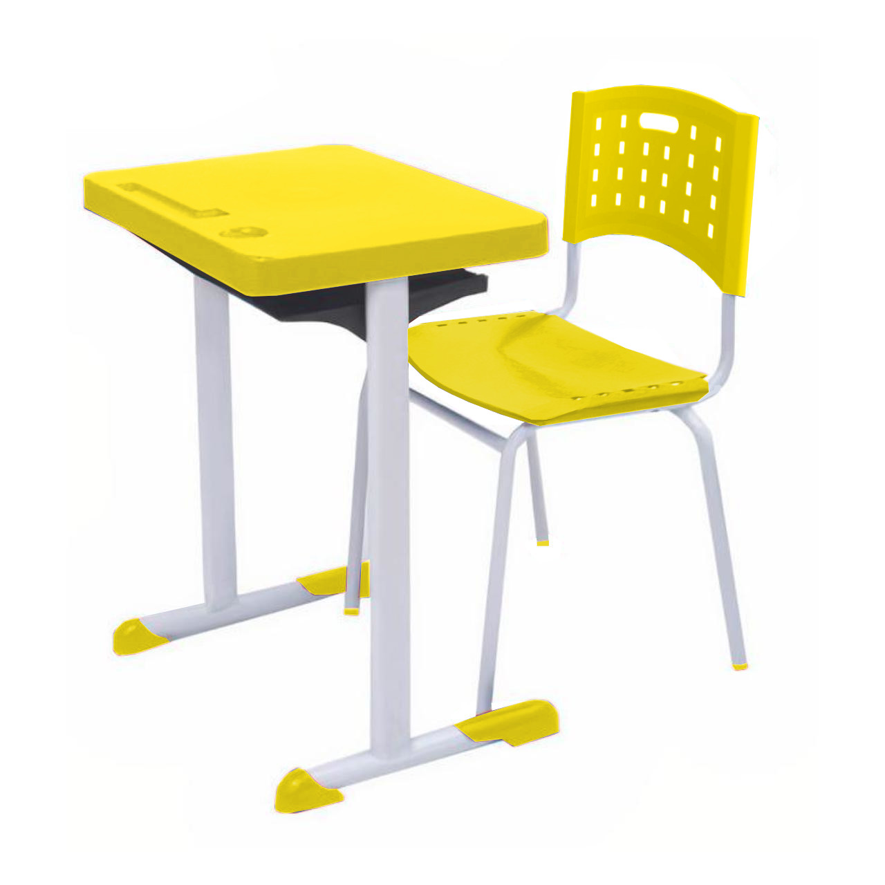 Kit Escolar Individual AZUL – (Mesa e Cadeira) – ADULTO – TAMPO PLÁSTICO – COR AMARELO – REALPLAST – 54007 CADEIRAS RENOVA