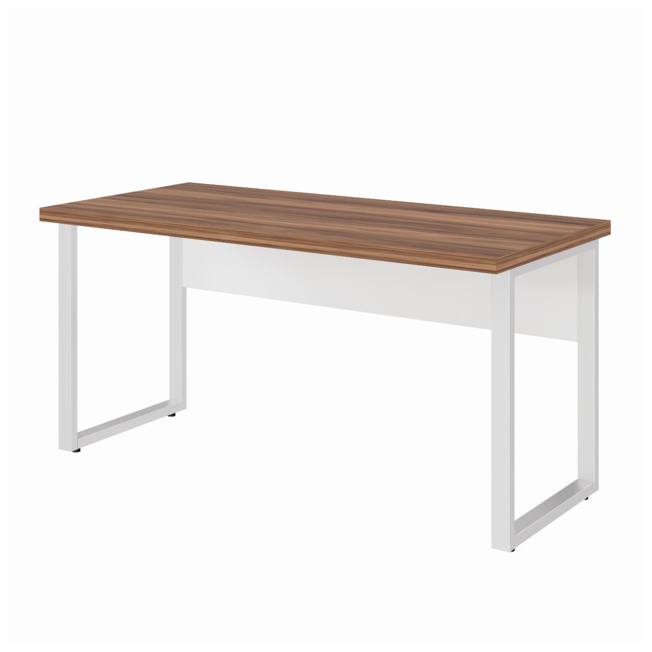 Mesa Escritório PÉ QUADRO 1,50×0,60m – S/ Gavetas – NOGAL SEVILHA / BRANCO – 34302 CADEIRAS RENOVA