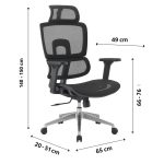 Cadeira de Escritório Presidente Tela ÉVORA – Cor Preto – 30065 CADEIRAS RENOVA 12