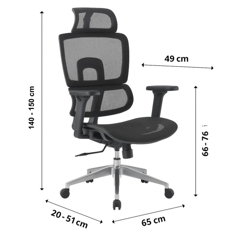 Cadeira de Escritório Presidente Tela ÉVORA – Cor Preto – 30065 CADEIRAS RENOVA 5