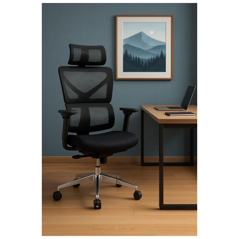 Cadeira de Escritório Presidente Tela TITAN – Cor Preto – 30067 CADEIRAS RENOVA 9