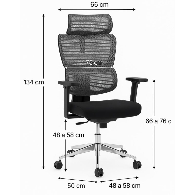 Cadeira de Escritório Presidente Tela ÉDON – Cor Preto – 30066 CADEIRAS RENOVA 6