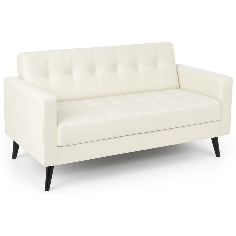 Poltrona para Escritório ROMA 03 Lugar – Corino – Cor NUDE – 60072 CADEIRAS RENOVA 2