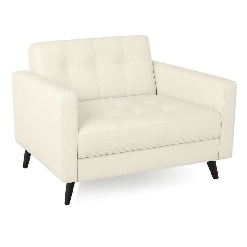 Poltrona para Escritório ROMA 02 Lugar – Corino – Cor NUDE – 60071 CADEIRAS RENOVA 2