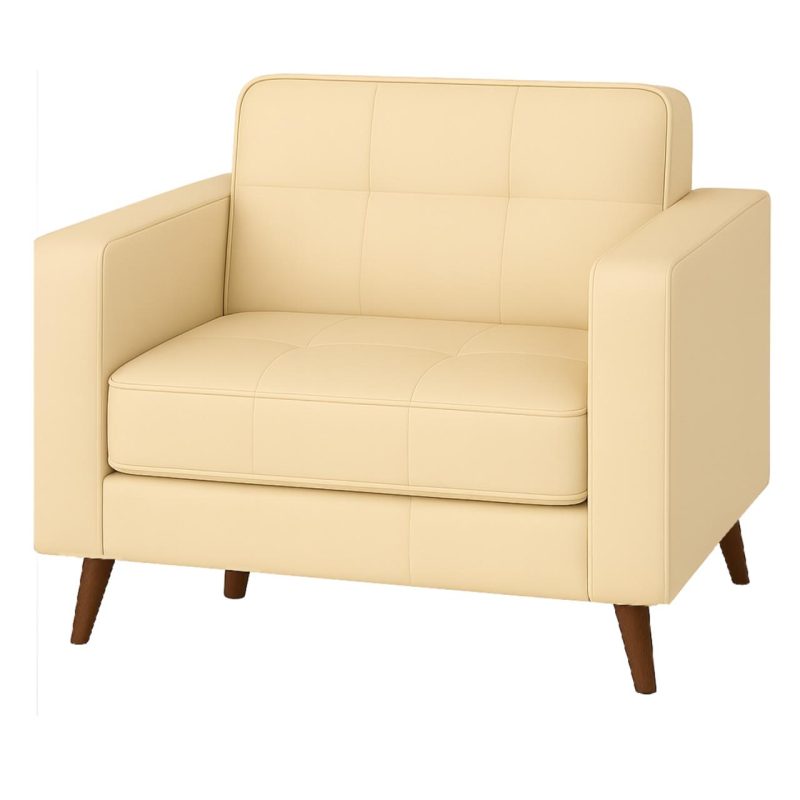 Poltrona para Escritório ROMA 01 Lugar – Corino – Cor AREIA – 60061 CADEIRAS RENOVA 2