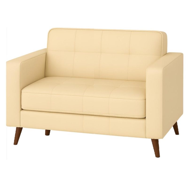Poltrona para Escritório ROMA 02 Lugar – Corino – Cor AREIA – 60062 CADEIRAS RENOVA 2