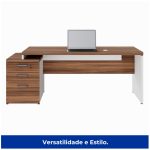 Mesa PEDESTAL RETA (03 Gav.) – 1,92X0,70m – WORKSTART – NOGAL SEVILHA/BRANCO- 34405 CADEIRAS RENOVA 12