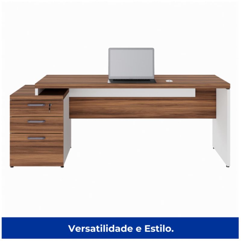 Mesa PEDESTAL RETA (03 Gav.) – 1,92X0,70m – WORKSTART – NOGAL SEVILHA/BRANCO- 34405 CADEIRAS RENOVA 4