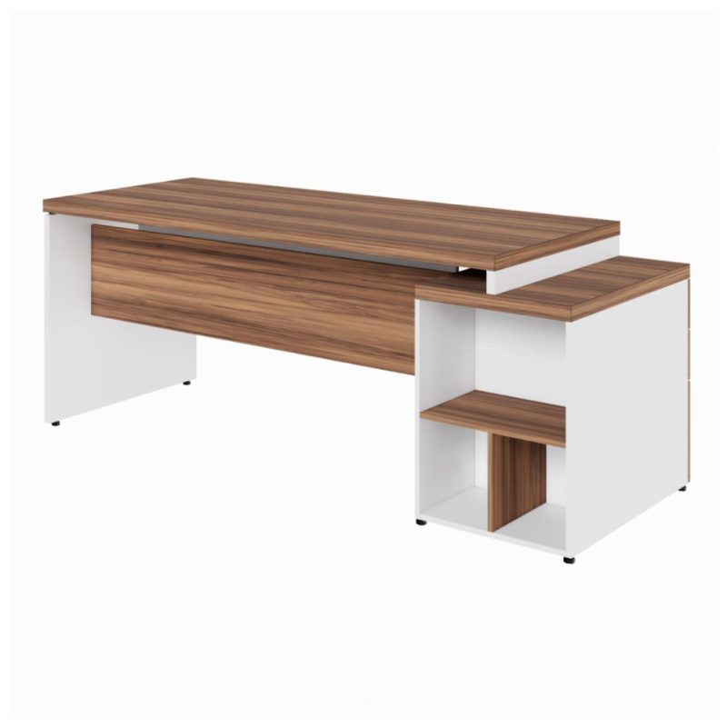 Mesa PEDESTAL RETA (03 Gav.) – 1,92X0,70m – WORKSTART – NOGAL SEVILHA/BRANCO- 34405 CADEIRAS RENOVA 3