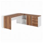 Mesa Escritório PRESIDENTE c/ Armário Pedestal – 1,82×1,80m – NOGAL SEVILHA/BRANCO – 34602 CADEIRAS RENOVA 11