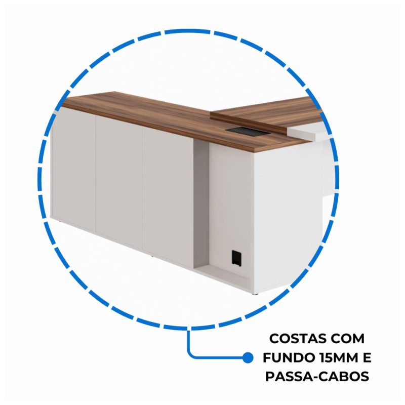 Mesa Escritório PRESIDENTE c/ Armário Pedestal – 1,82×1,80m – NOGAL SEVILHA/BRANCO – 34602 CADEIRAS RENOVA 8