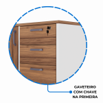 Mesa Escritório PRESIDENTE c/ Armário Pedestal – 1,82×1,80m – NOGAL SEVILHA/BRANCO – 34602 CADEIRAS RENOVA 19
