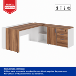 Mesa Escritório PRESIDENTE c/ Armário Pedestal – 1,82×1,80m – NOGAL SEVILHA/BRANCO – 34602 CADEIRAS RENOVA 12