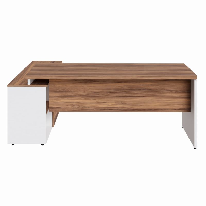 Mesa Diretorzinha c/ Aparador – Pé de MADEIRA – 1,90×1,50m – NOGAL SEVILHA / BRANCO – 34426 CADEIRAS RENOVA 5