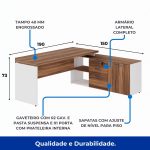 Mesa Diretorzinha c/ Aparador – Pé de MADEIRA – 1,90×1,50m – NOGAL SEVILHA / BRANCO – 34426 CADEIRAS RENOVA 18